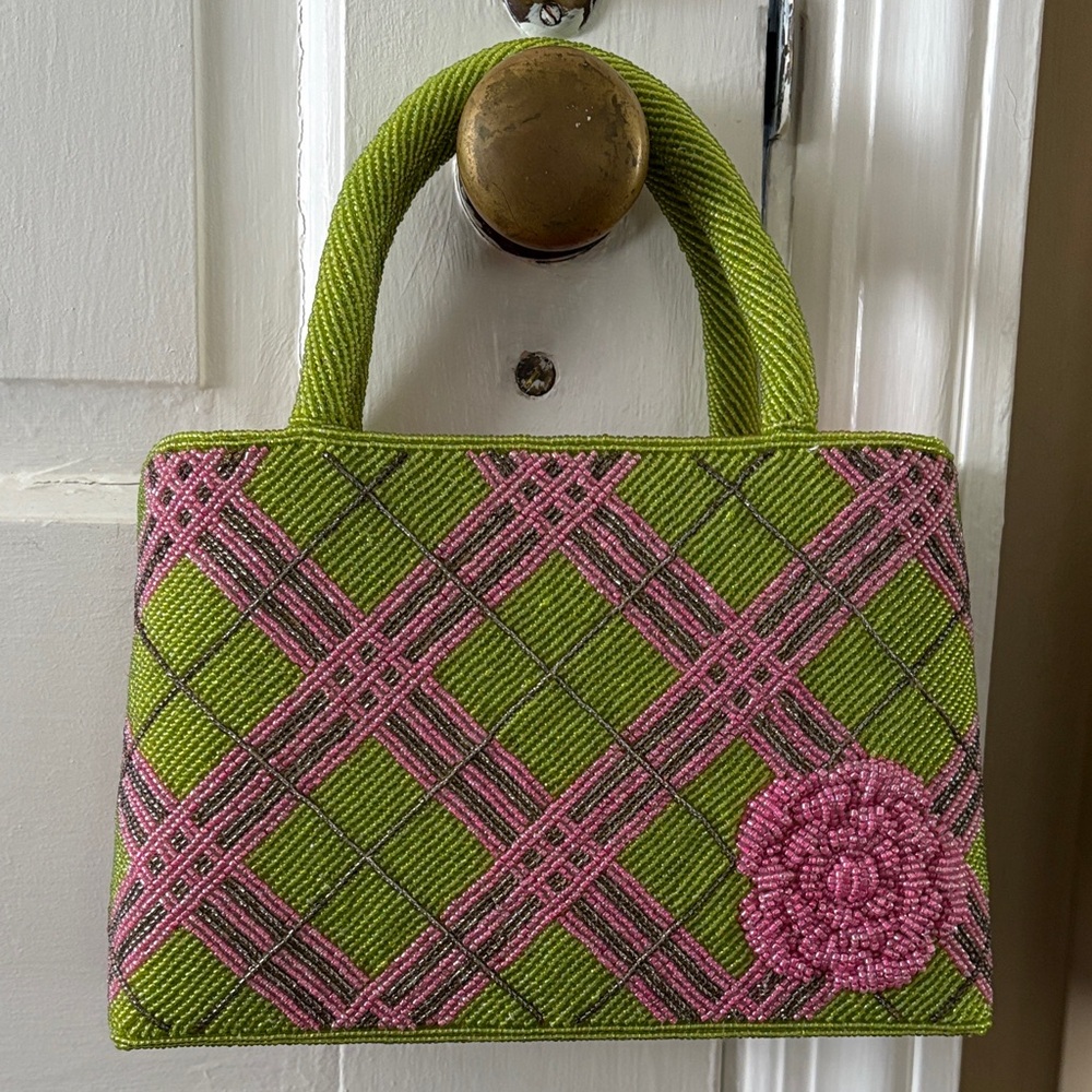 Green and Pink Plaid Handbag